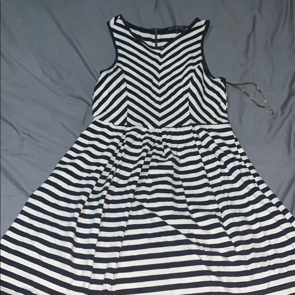 Black and white striped dress